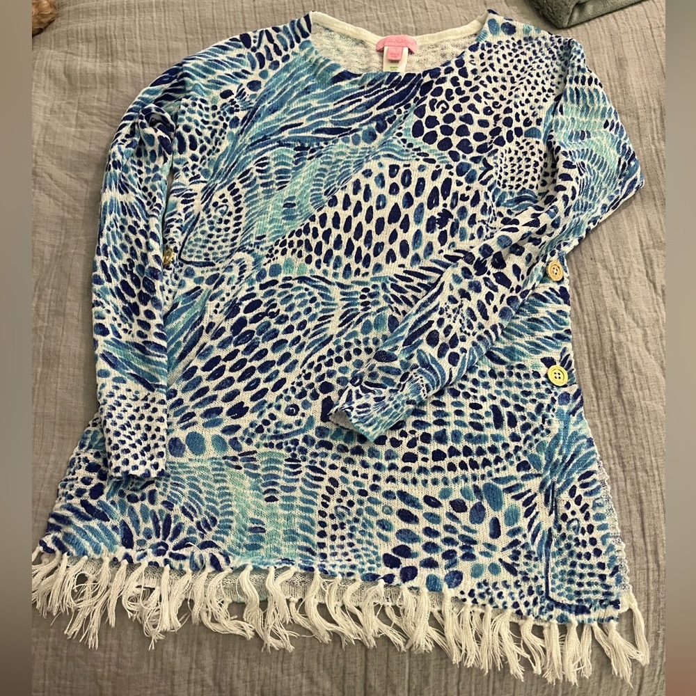 Lilly Pulitzer Blue and White Knit Sweater